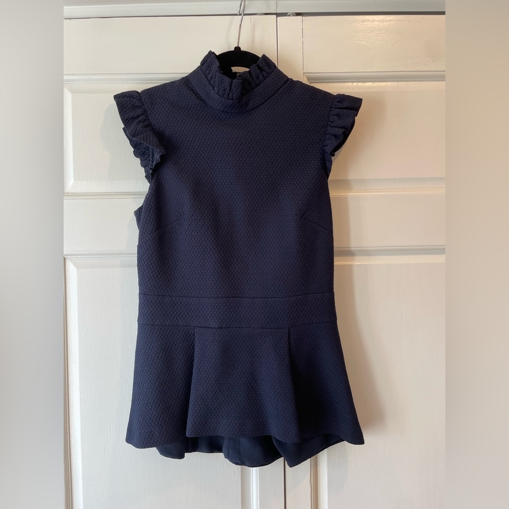 Ted Baker London Navy Ruffle Blouse